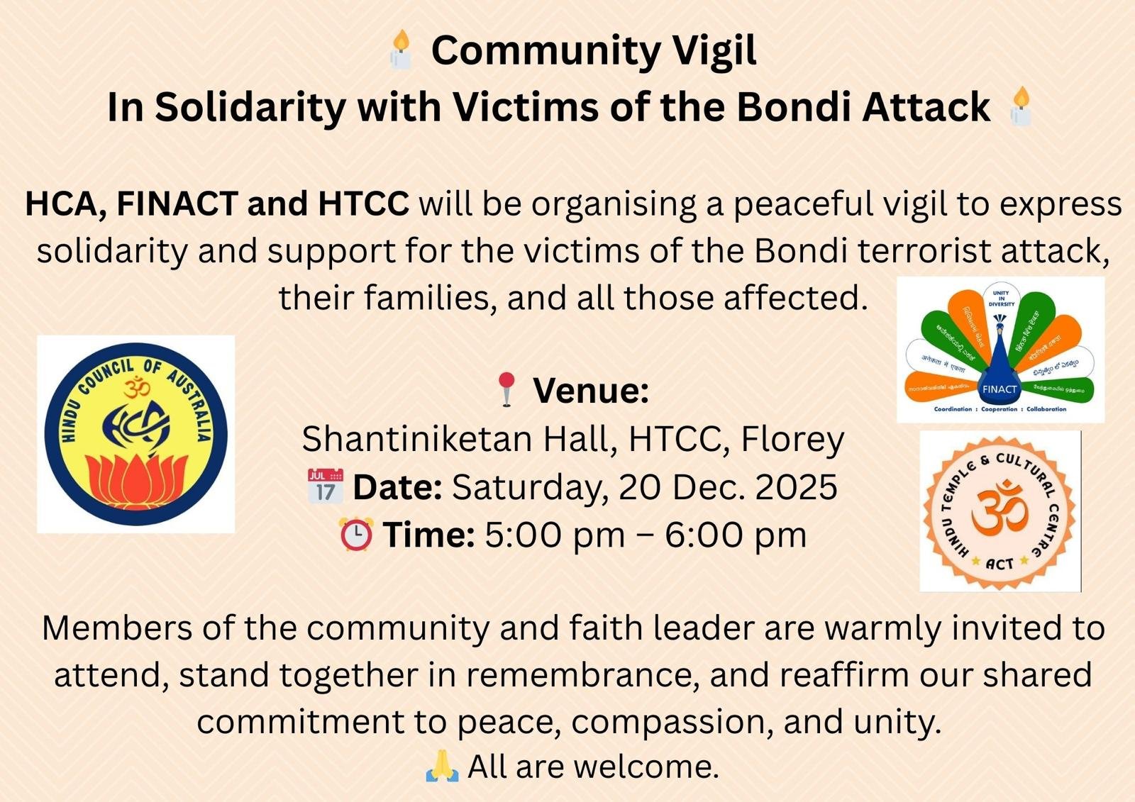 Community Vigil in solidarity with the victims of the Bondi Attack
