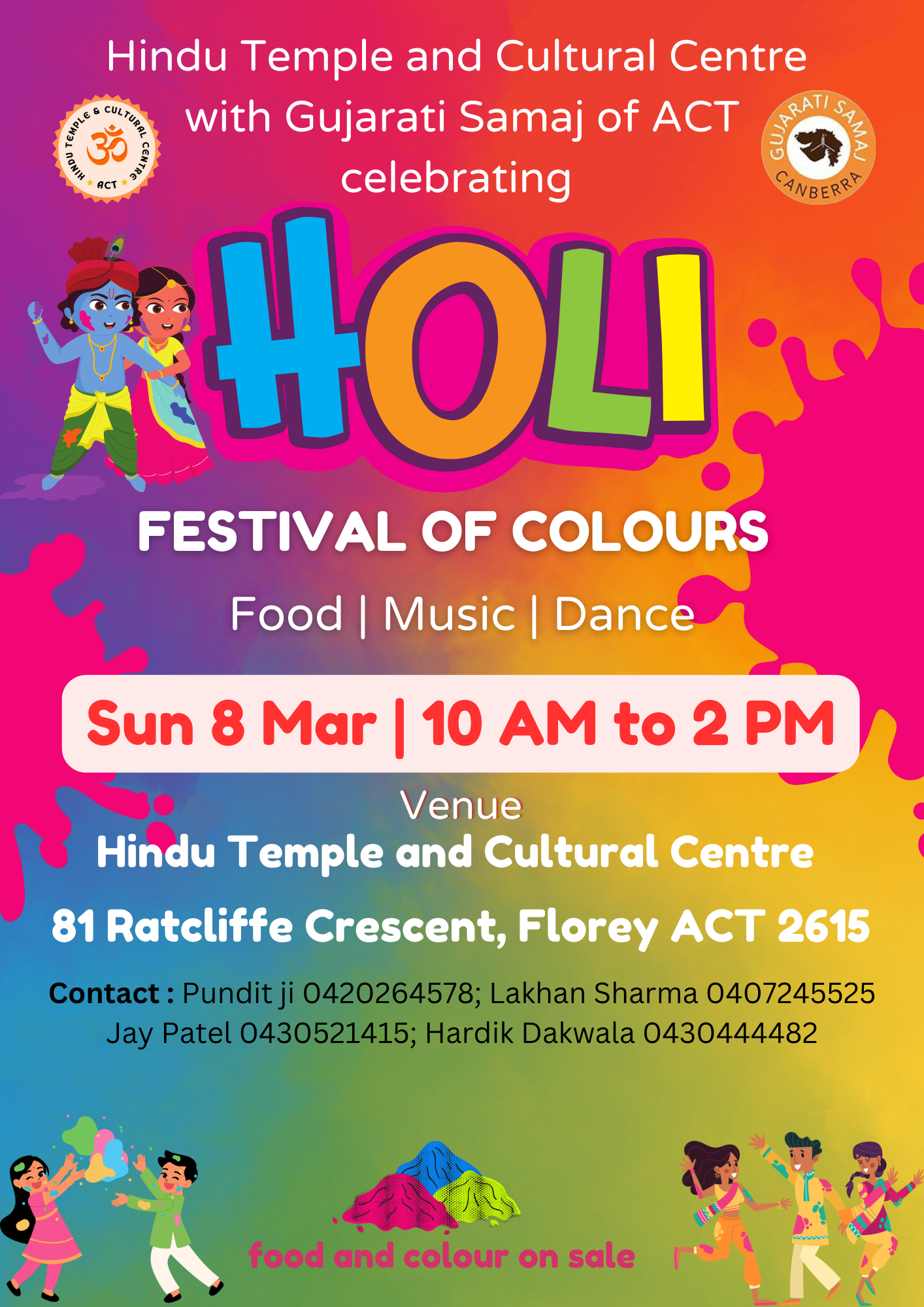 Holi Celebration at HTCC on Sunday 8th March